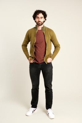 Kitchener Items - New Kimi Zip Cardigan Greyblue & Yellow Curry