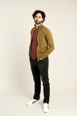 Kitchener Items - New Kimi Zip Cardigan Greyblue & Yellow Curry