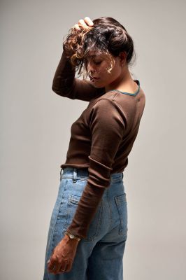 Kitchener Items - Gyda Rib Long Sleeve Top Green Gables & Gingerbread