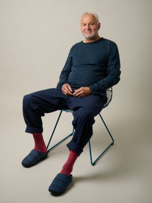 Kitchener Items - Bill Longsleeve Striped Top Blue Graphite