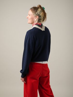 Kitchener Items - Kari Mock Diagonal Sweater Dark Blue / Black