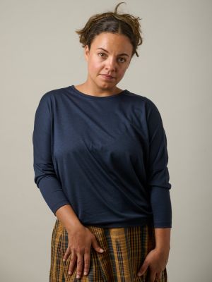 Kitchener Items - Jane Bat 3/4 Sleeve Top Sky Captain