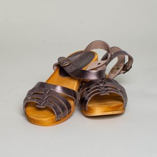 BOSABO Flexi Wooden Sole - Low Heeled Athéna Sandals Mirror Brun