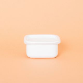 Noda Horo White Series Enamel Square Food Container with Lid Small