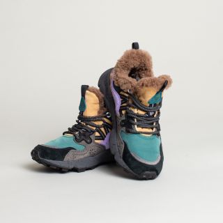 Flower Mountain - YAMANO 3 WOMAN Shearling and wool sneakers - Dark Grey / Grey Green