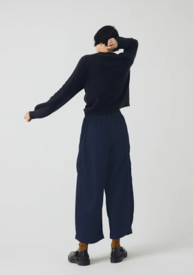 TOAST Cotton Twill Wide Leg Women's Trousers - Indigo